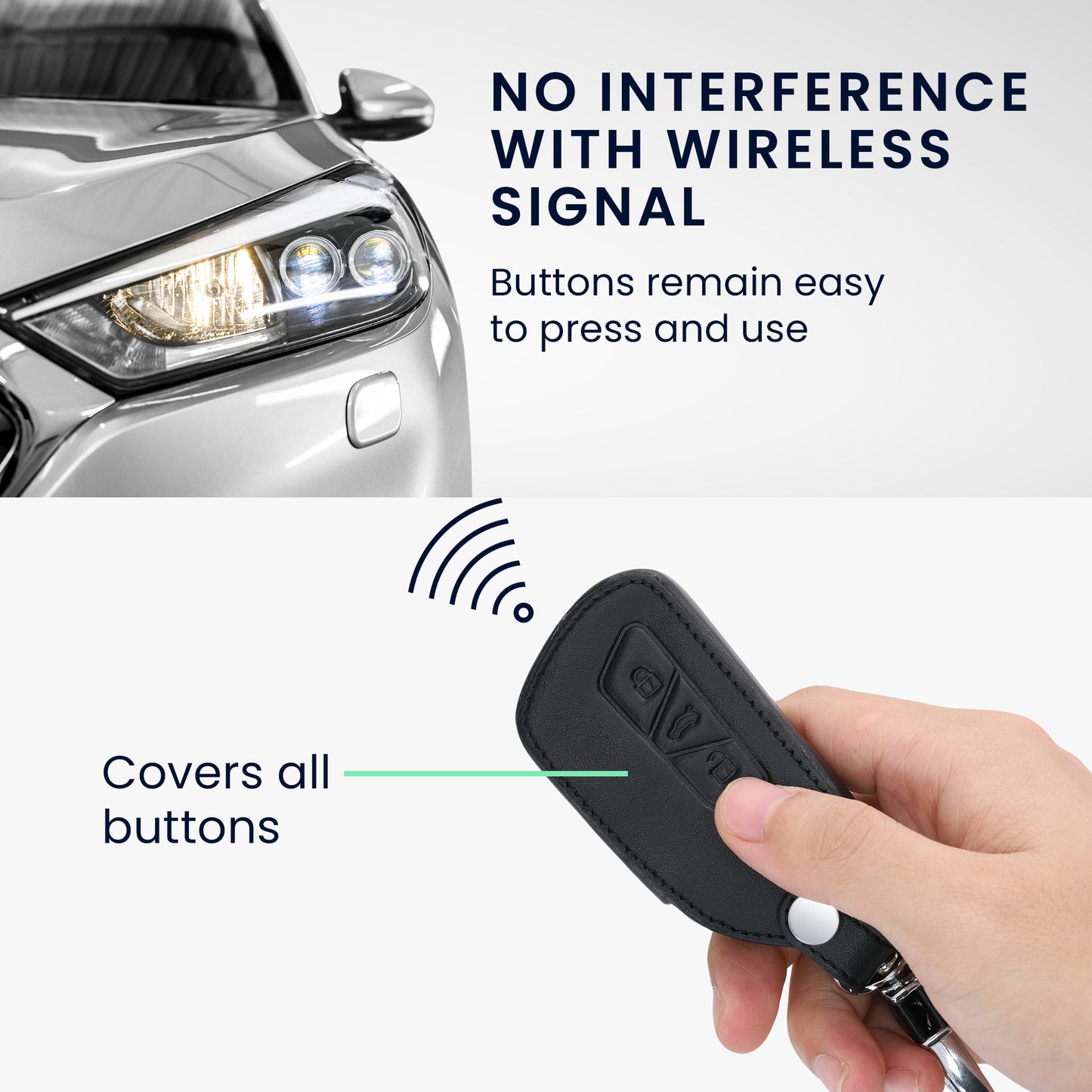 kwmobile Car Key Cover Compatible with VW Golf 8 3-Button Car Key - Key Fob Cover