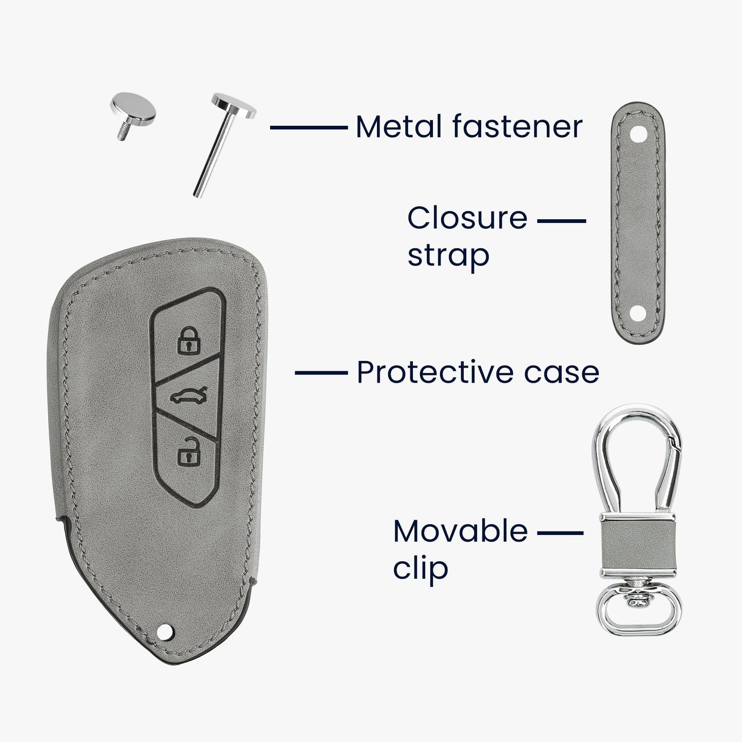 kwmobile Car Key Cover Compatible with VW Golf 8 3-Button Car Key Protective Case Key Shell Cover