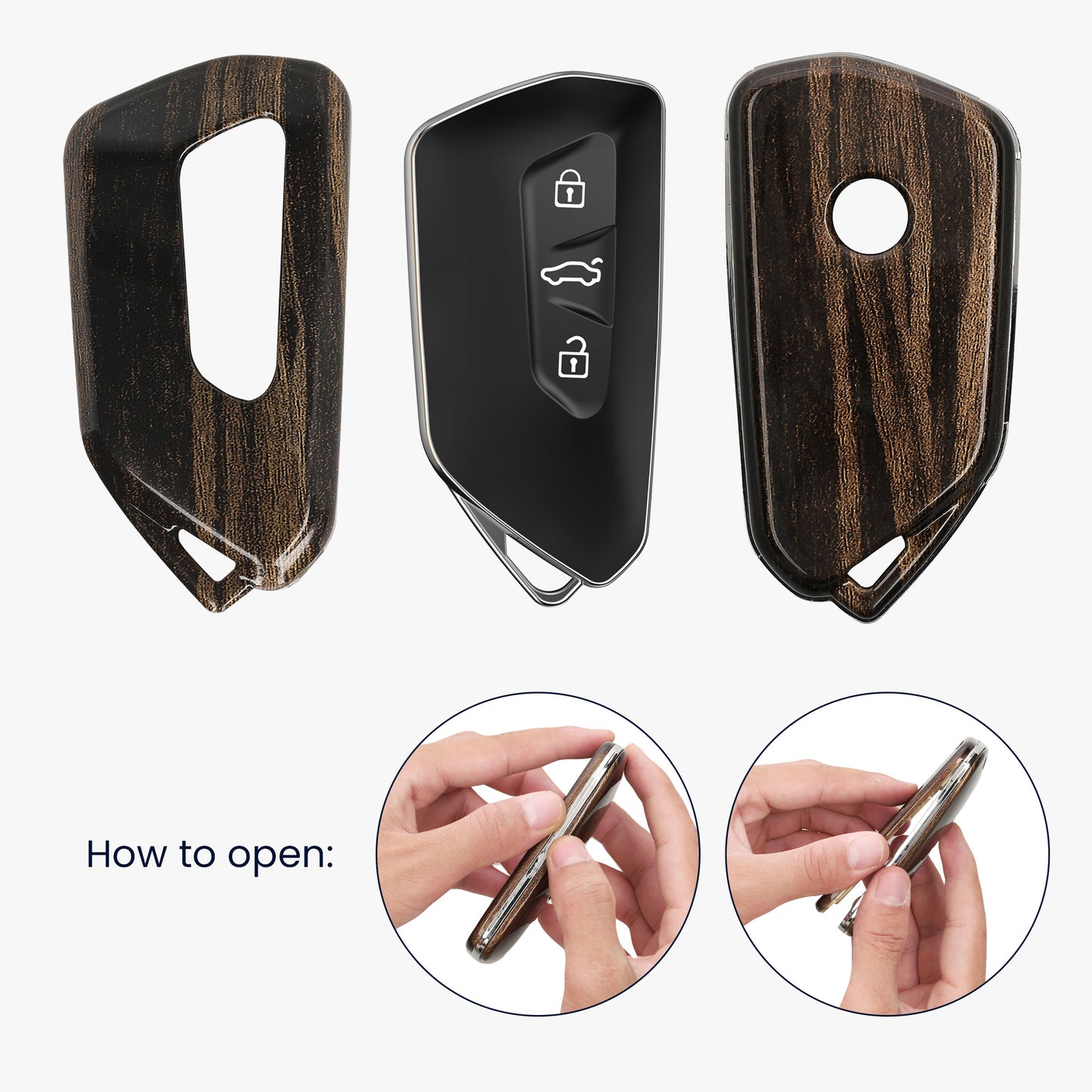 kwmobile Car Key Cover Compatible with VW Golf 8 3-Button Car Key Hard Case Protective Key Fob Cover