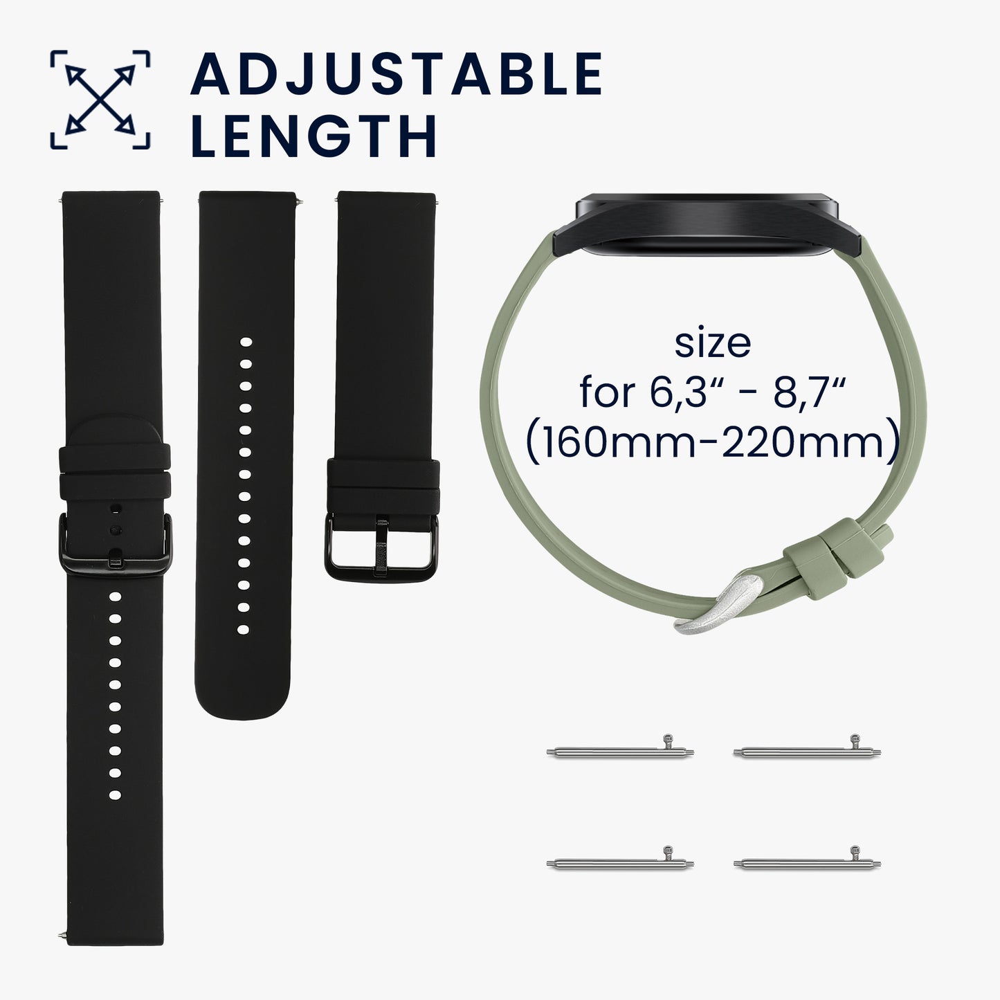 kwmobile Watch Strap for Huami Amazfit GTS / GTS 2 / GTS 2e / GTS 3 Bracelet Fitness Tracker Band Set Replacement Strap Smartwatch