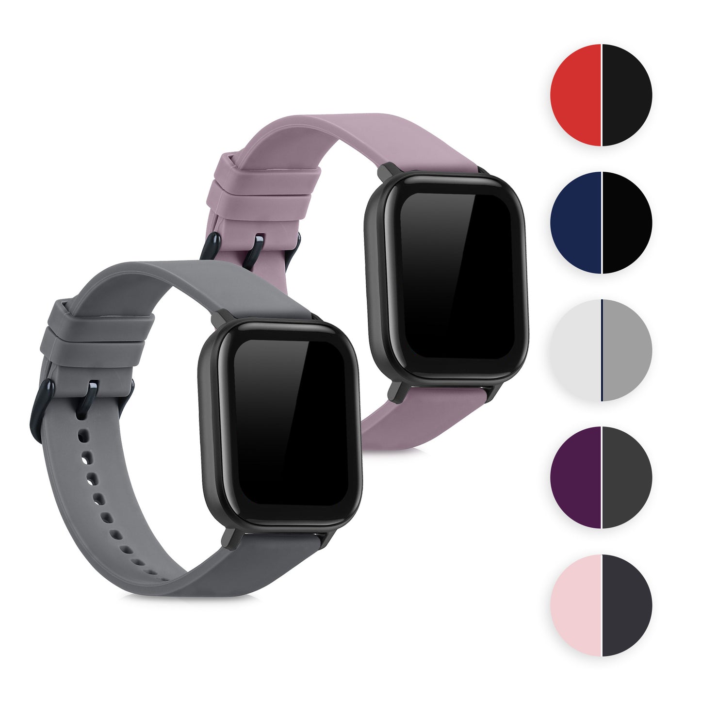 kwmobile 2x Uhrenarmband für Huami Amazfit GTS / GTS 2 / GTS 2e / GTS 3 Armband - Fitnesstracker Band Set aus TPU Silikon - Ersatzarmband Smartwatch - Schwarz Pastellgrün Schwarz  [dsg13]