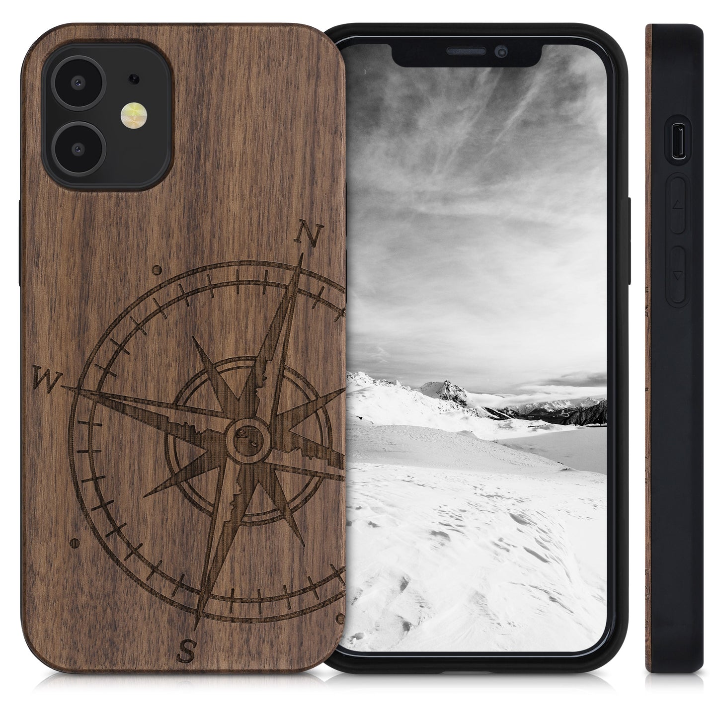 kwmobile Case Compatible with Apple iPhone 12 mini Case Phone Cover TPU Cell Phone Cover Compass Vintage