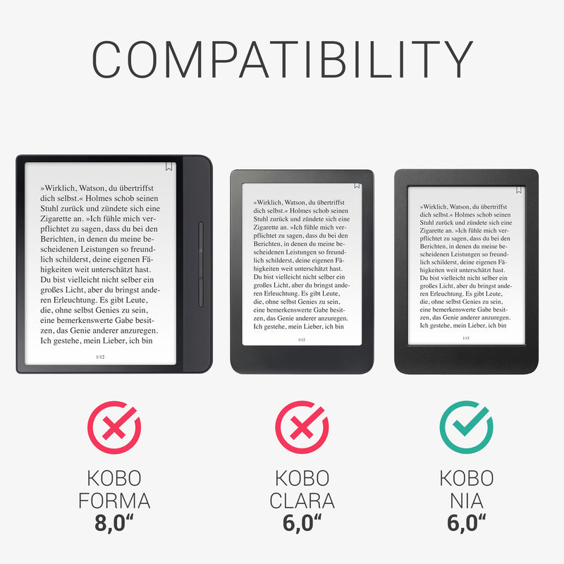 kwmobile Case Compatible with Kobo Nia - Faux Leather Cover - eReader Cover Case