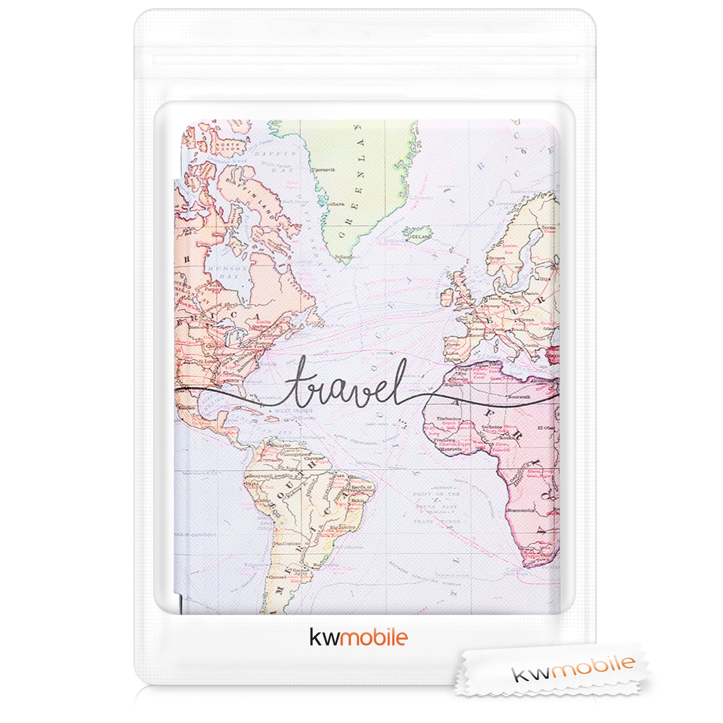 kwmobile Protective Case for Kobo Nia Sleeve - eReader Flip Case with Auto Sleep Function - Travel Lettering in Multicolored