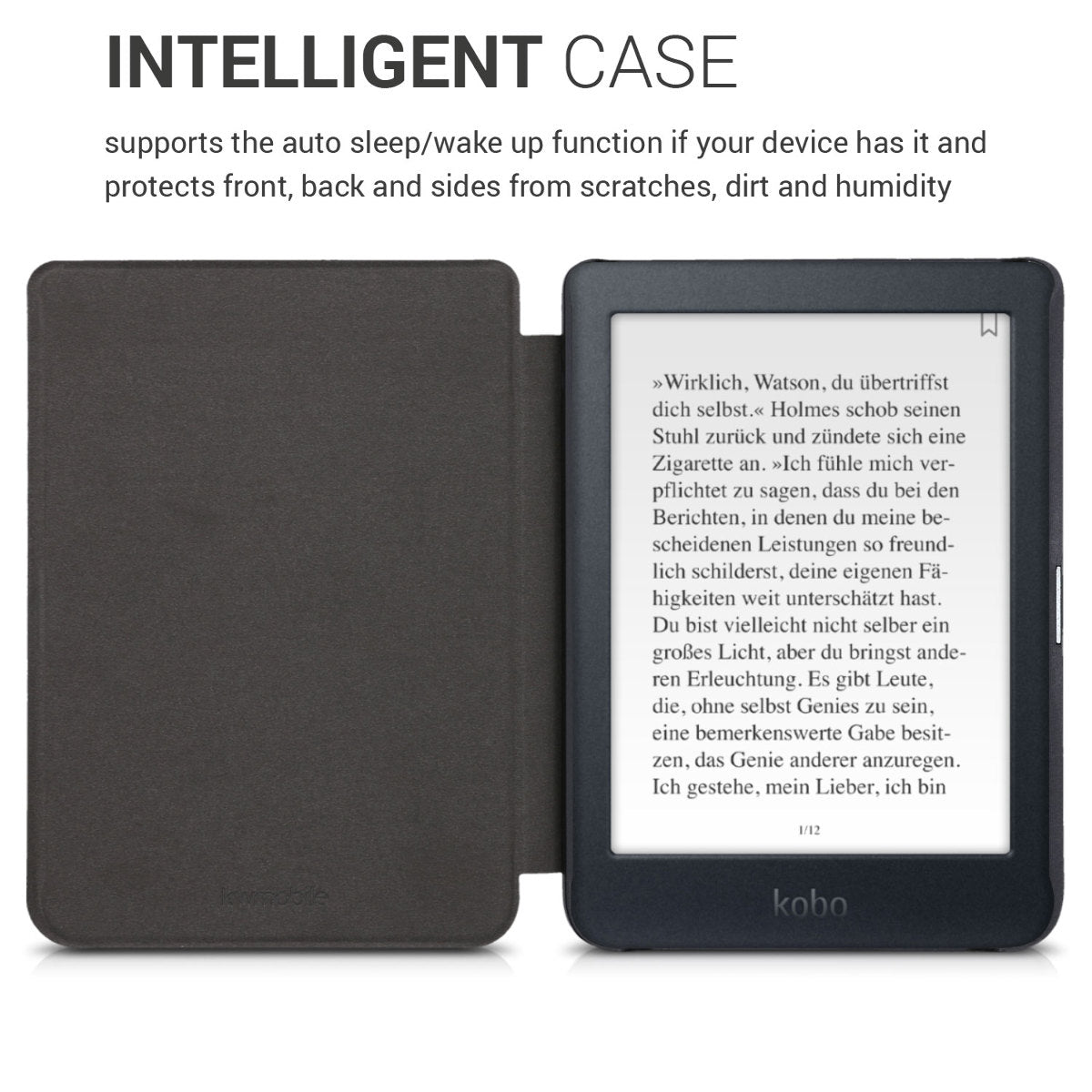 kwmobile Protective Case for Kobo Nia Sleeve - eReader Flip Case with Auto Sleep Function - Travel Lettering in Multicolored