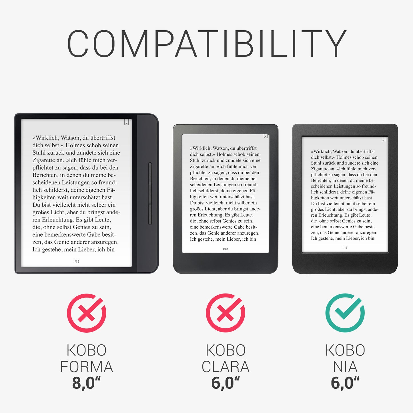 kwmobile Protective Case for Kobo Nia Sleeve - eReader Flip Case with Auto Sleep Function - Travel Lettering in Multicolored