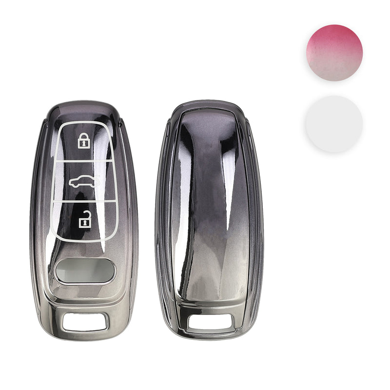 kwmobile Autoschlüssel Hülle kompatibel mit Audi A6 A7 A8 Q7 Q8 3-Tasten Autoschlüssel Keyless - Schlüsselhülle Silikon Cover - Hochglanz Schwarz Hochglanz Schwarz  [dsg08]