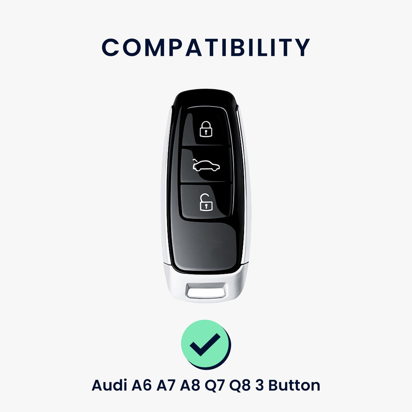 kwmobile Car Key Cover Compatible with Audi A6 A7 A8 Q7 Q8 3-Button Keyless Car Key - Silicone Cover