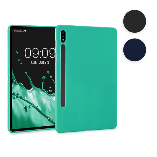 kwmobile Schutzhülle kompatibel mit Samsung Galaxy Tab S8 / Galaxy Tab S7 - Hülle Silikon - Tablet Cover Case Schwarz matt Schwarz matt  