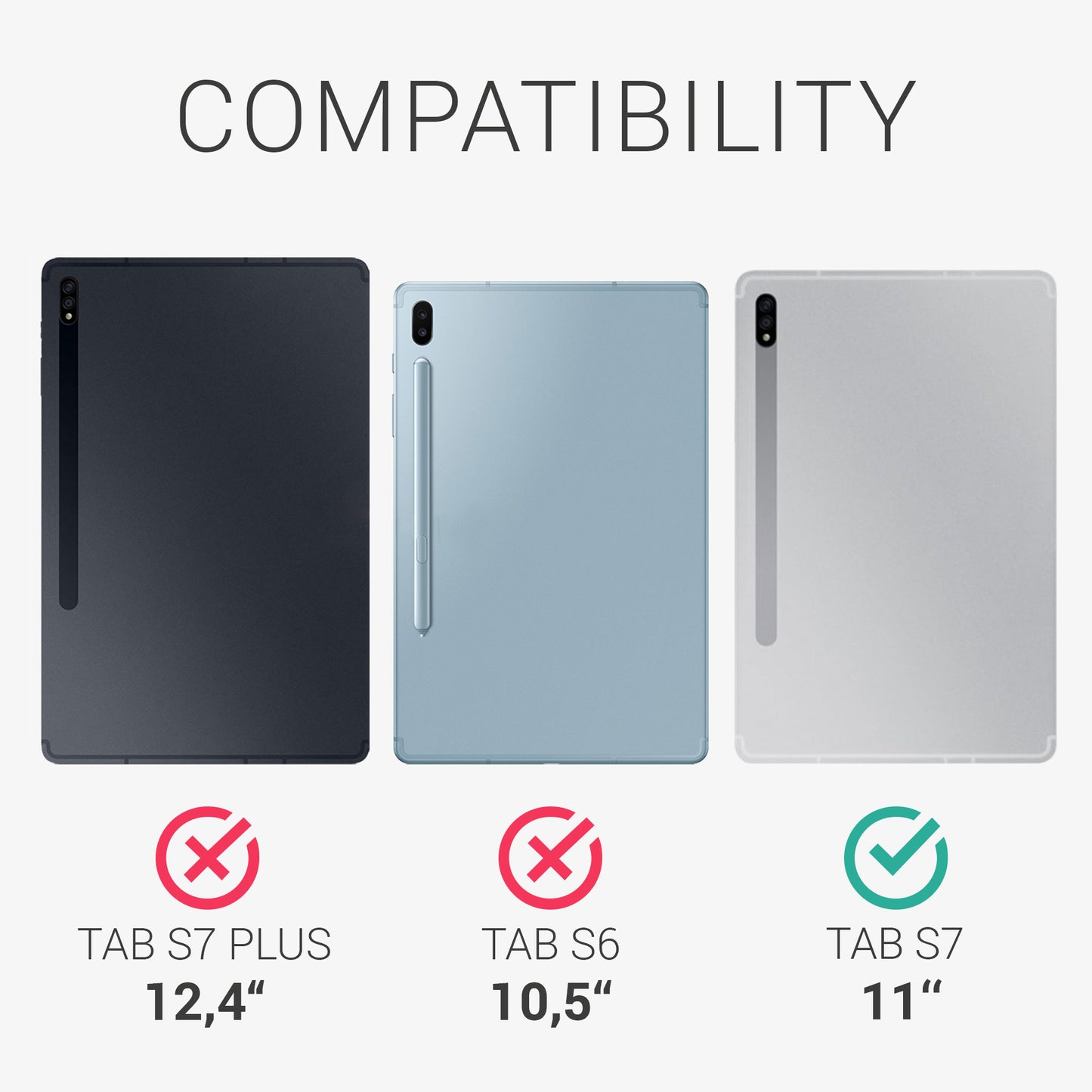 kwmobile Protective Case Compatible with Samsung Galaxy Tab S10/S9FE/S9/S8/S7 - Silicone Case - Tablet Cover