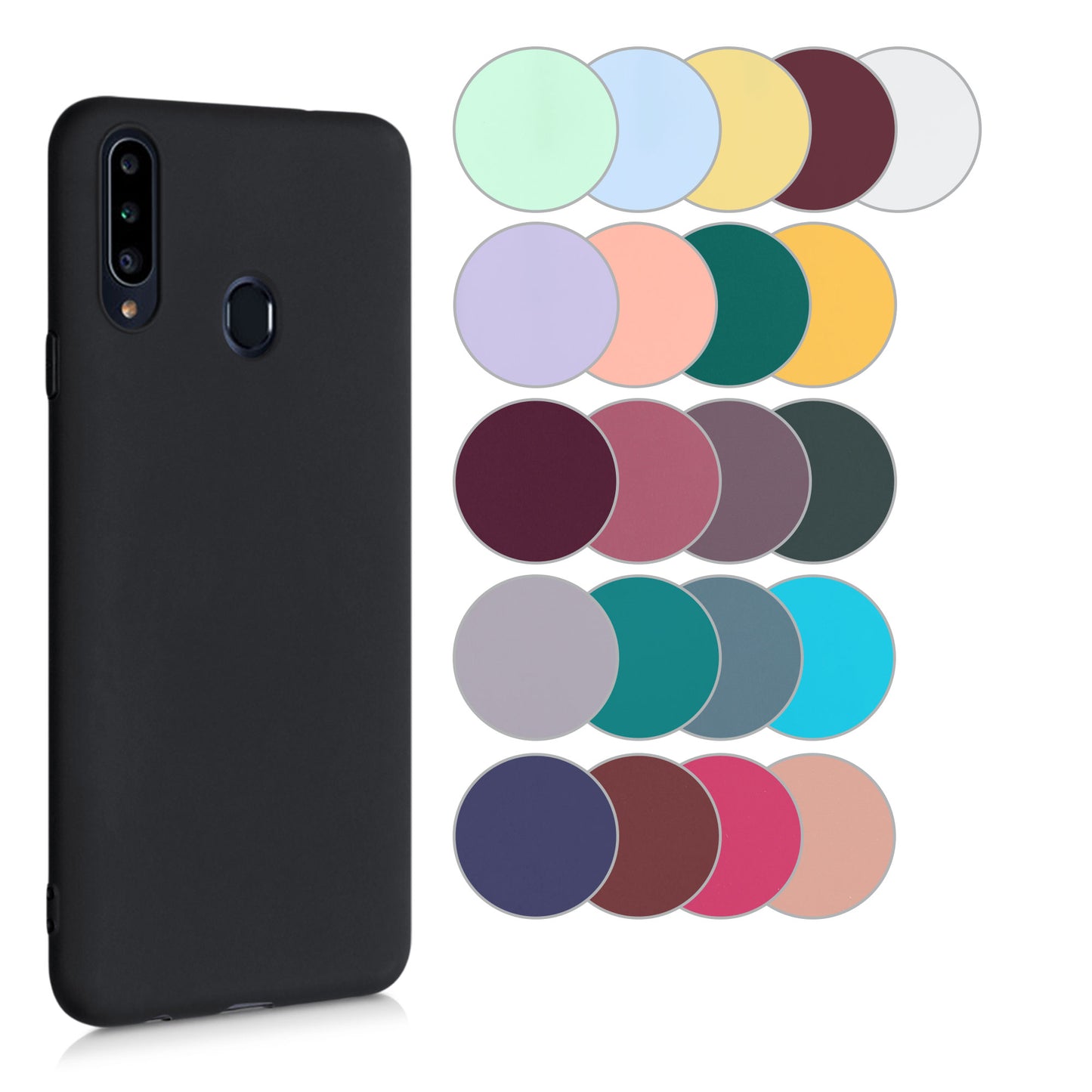 kwmobile Hülle kompatibel mit Samsung Galaxy A20s Hülle - weiches TPU Silikon Case - Cover geeignet für kabelloses Laden - Schwarz matt Schwarz matt  
