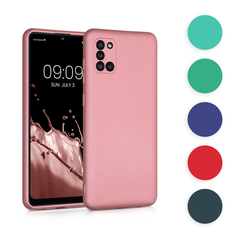 kwmobile Case kompatibel mit Samsung Galaxy A31 Hülle - Schutzhülle aus Silikon metallisch schimmernd - Handyhülle Metallic Petrol Metallic Petrol  