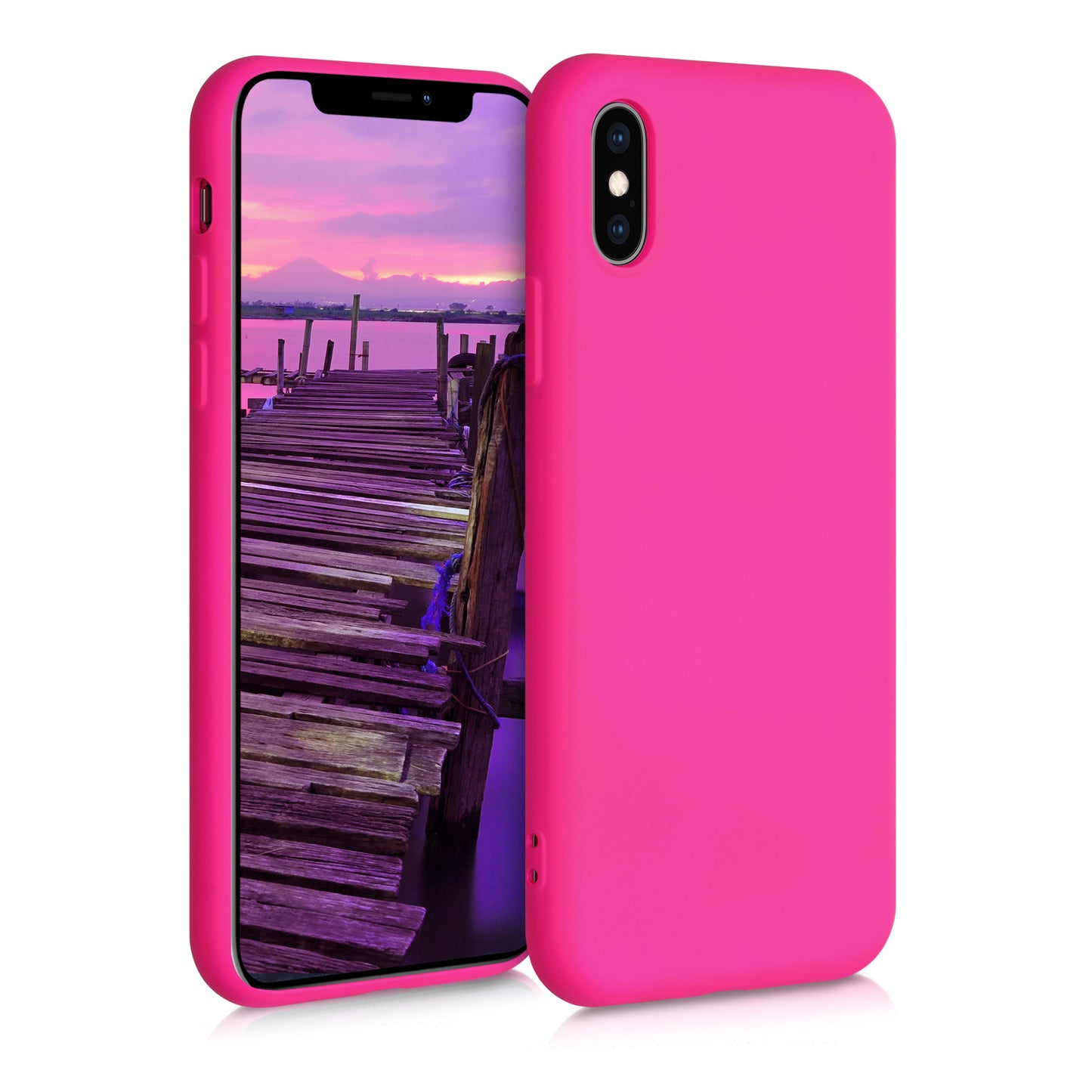 kwmobile Case Compatible with Apple iPhone XS - Rubberized Silicone Phone Case - Protective Cover for Wireless Charging - Case