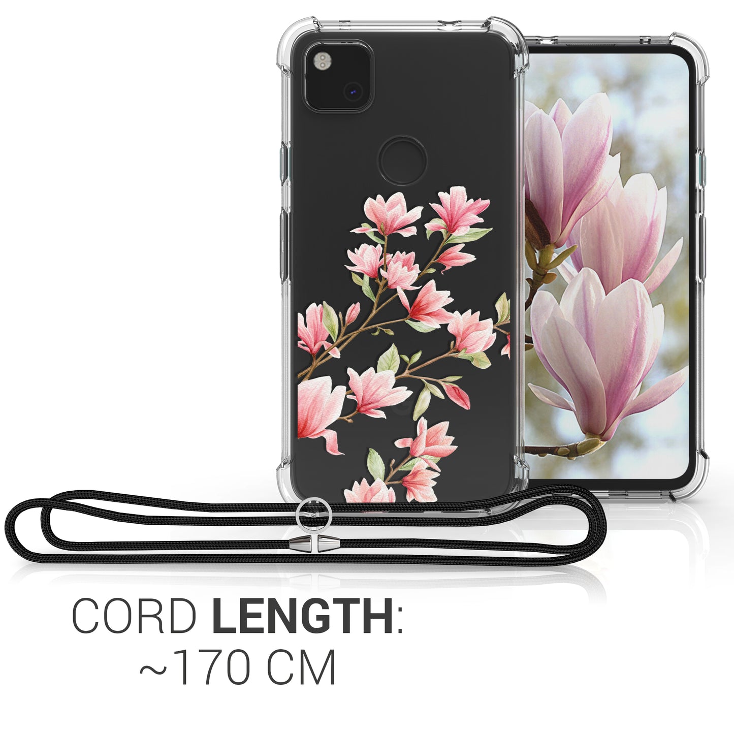 kwmobile Necklace Case Compatible with Google Pixel 4a Silicone Cover with Lanyard