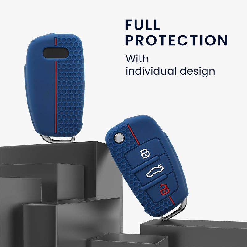 kwmobile Car Key Protection Cover Compatible with Audi 3-Button Flip Key Case