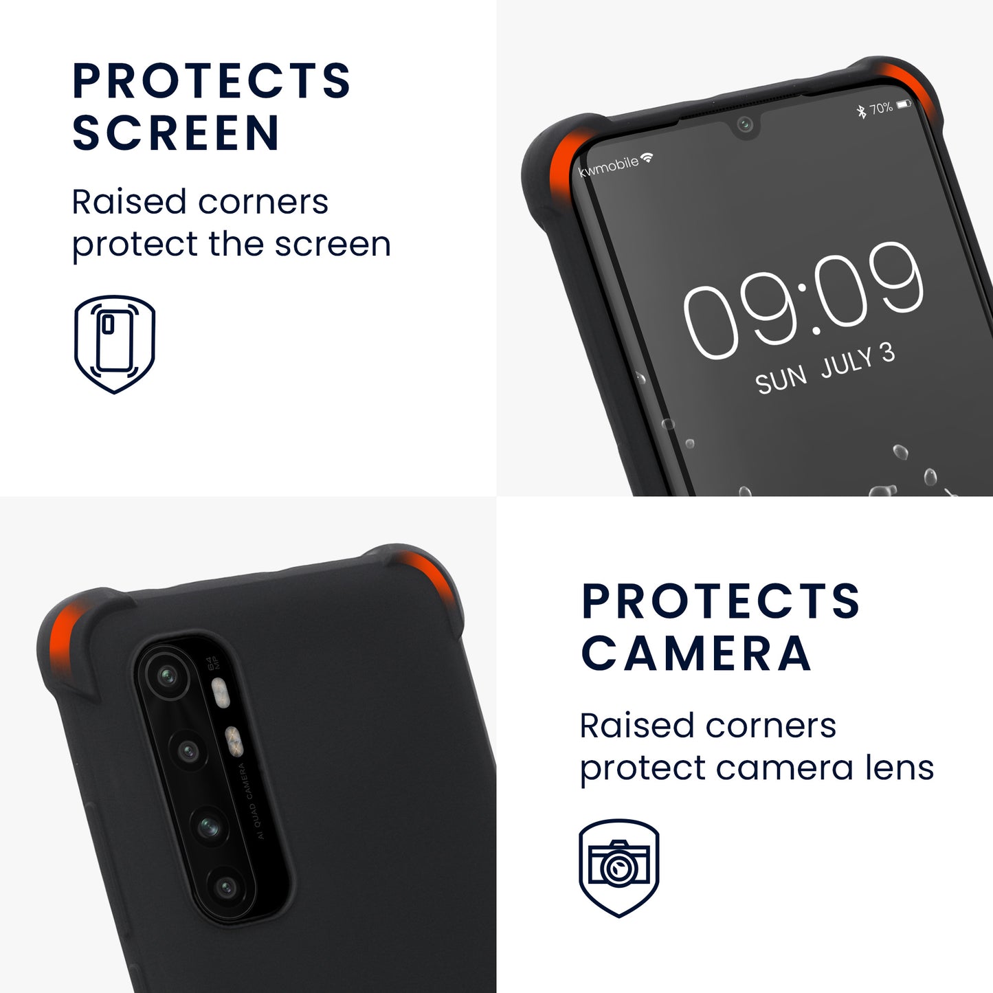 kwmobile Necklace Case compatible with Xiaomi Mi Note 10 Lite - Cover with Lanyard - Silicone Protective Case