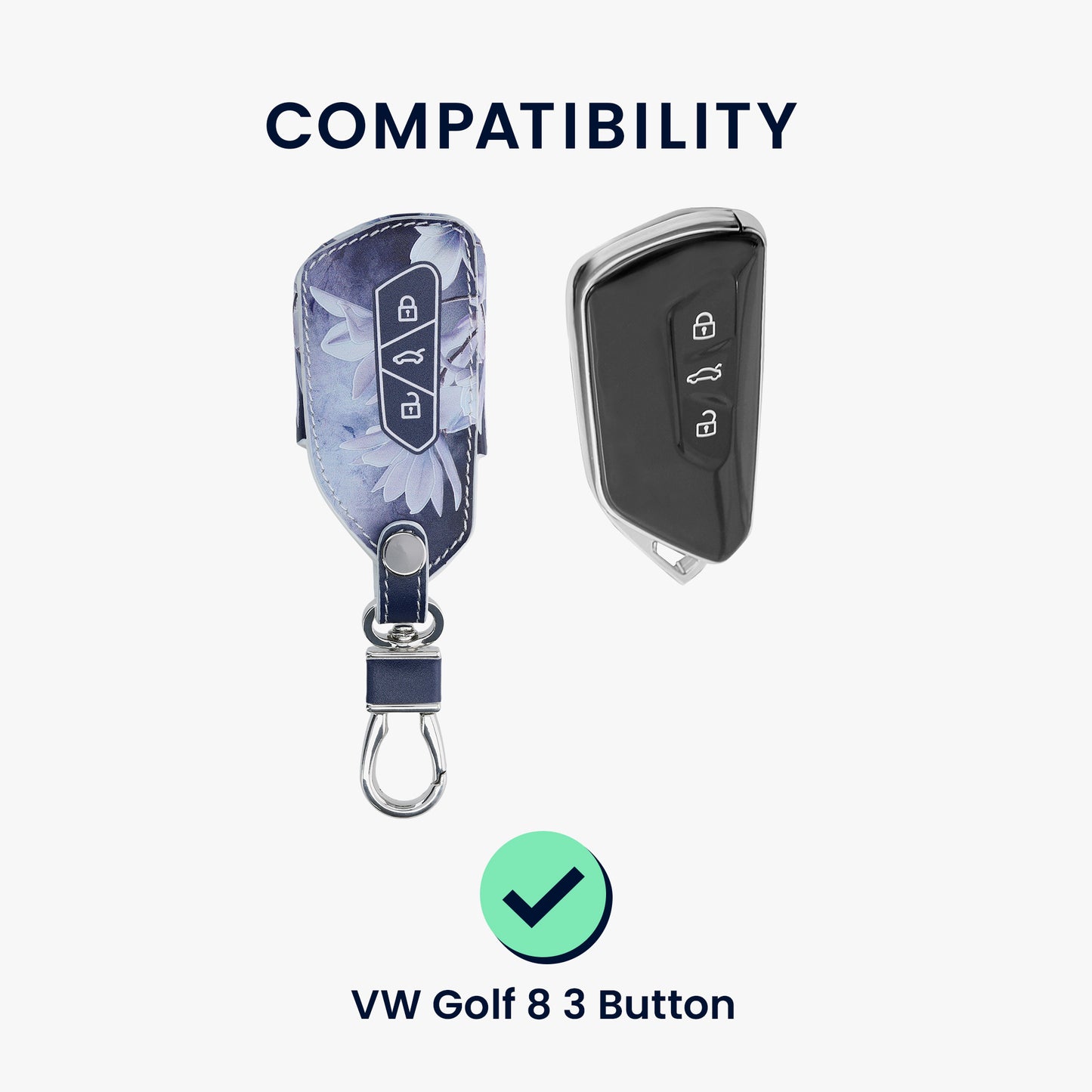 kwmobile Car Key Cover Compatible with VW Golf 8 3-Button Car Key Protective Case Cover