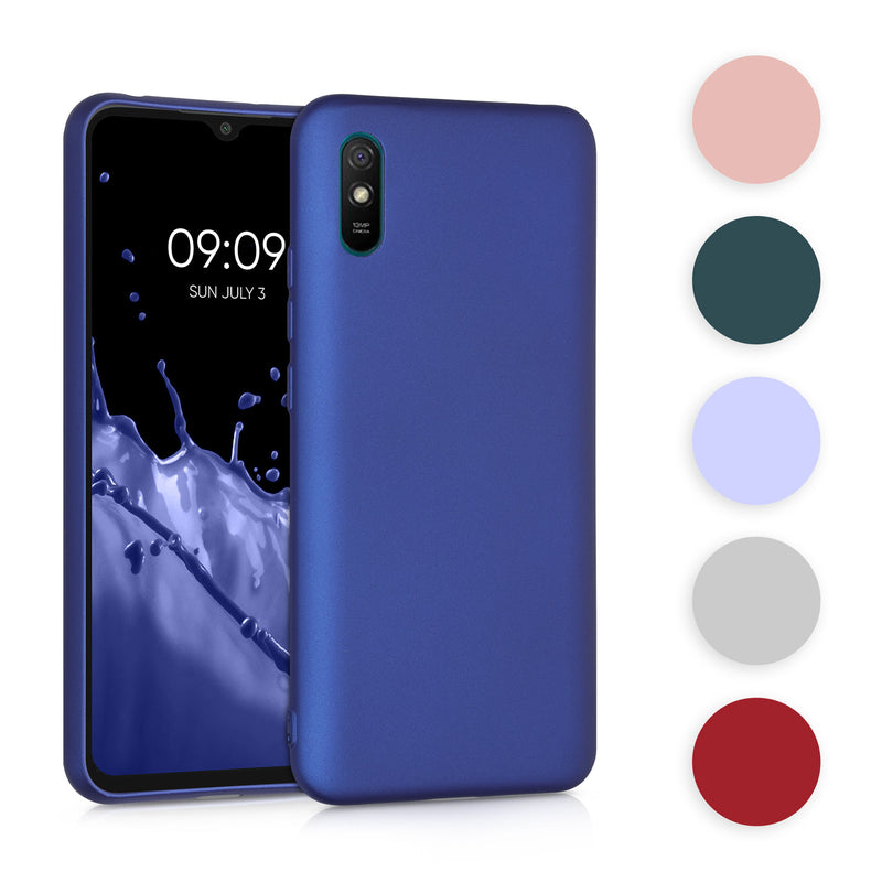 kwmobile Case kompatibel mit Xiaomi Redmi 9A / 9AT Hülle - Schutzhülle aus Silikon metallisch schimmernd - Handyhülle Metallic Blau Metallic Blau  