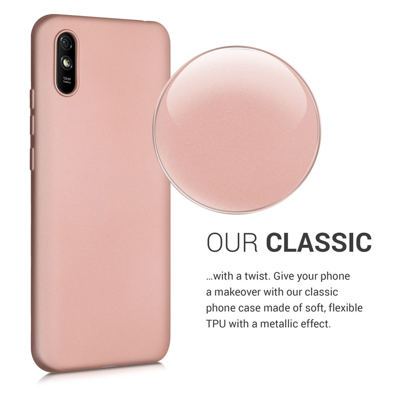 kwmobile Phone Case for Xiaomi Redmi 9A / 9AT - Silicone Case Metallic Shimmering - Protective Cover