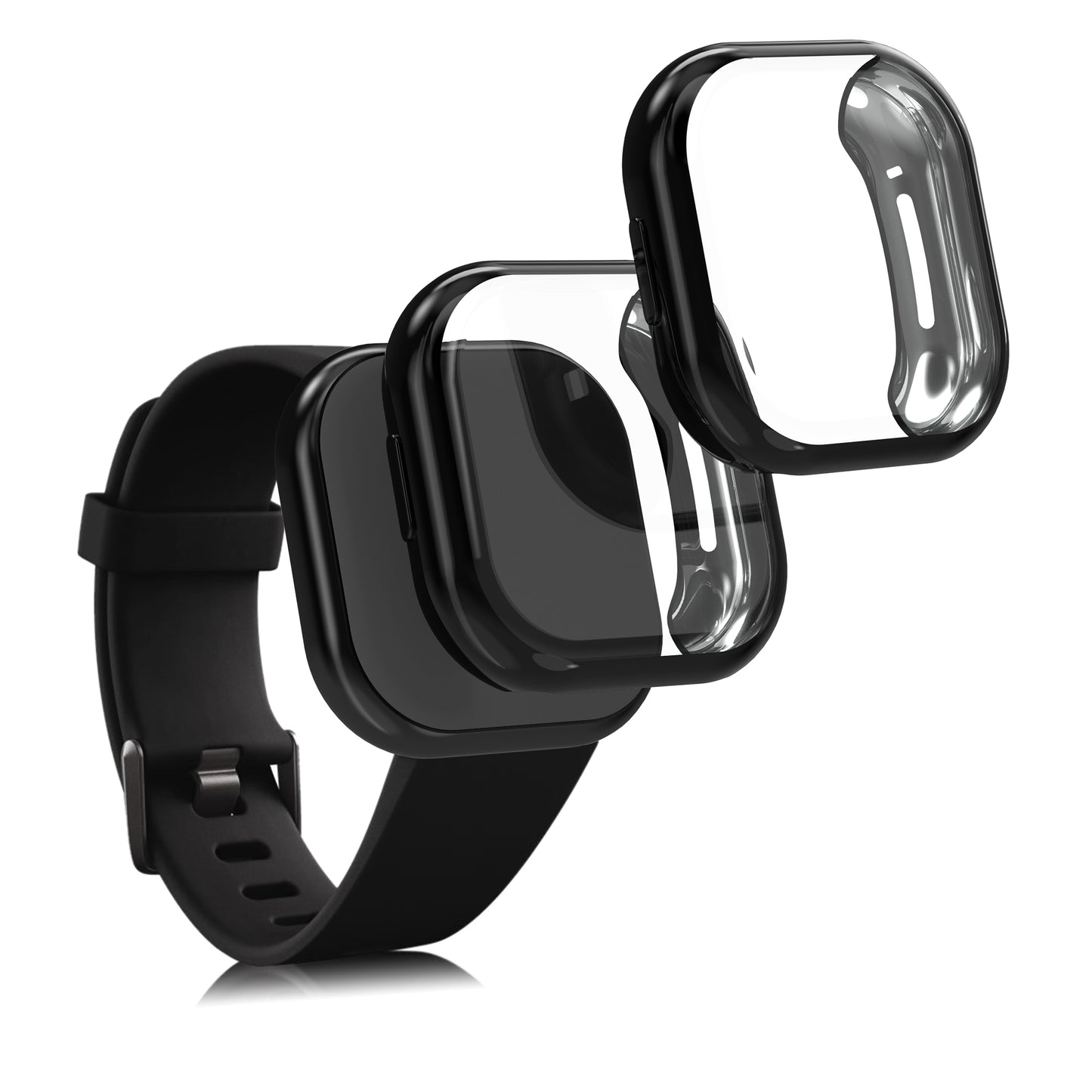 kwmobile Protective Case for Fitbit Versa 3 / Sense Full Body Display Cover Set