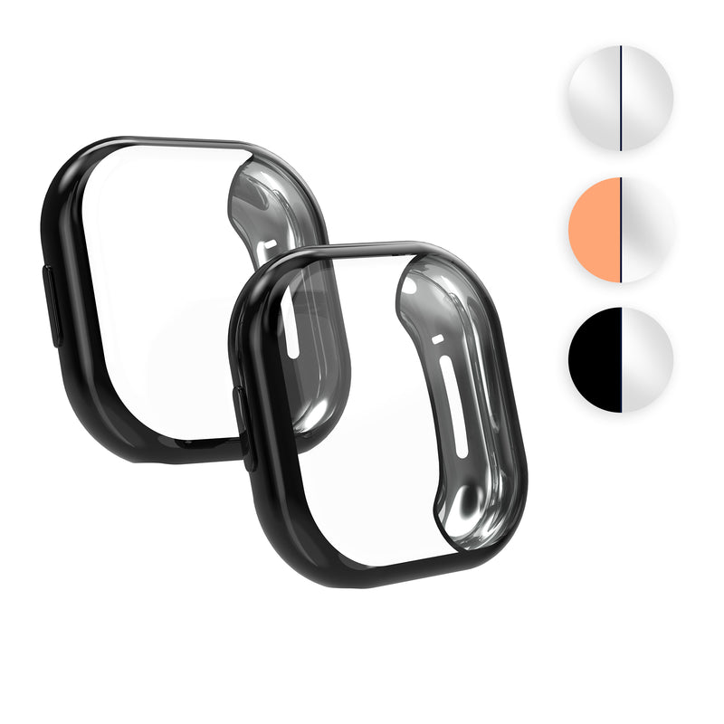 kwmobile 2x Schutzhülle kompatibel mit Fitbit Versa 3 / Sense Hülle - Fullbody Cover Set aus Silikon - Transparent Silber Transparent  [dsg06]