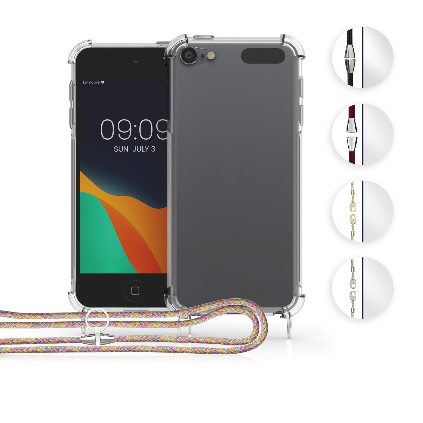 kwmobile Hülle kompatibel mit Apple iPod Touch 6G / 7G (6. und 7.Generation) - mit Kordel zum Umhängen - Silikon Schutzhülle Transparent Dunkelrot Transparent  [dsg02]