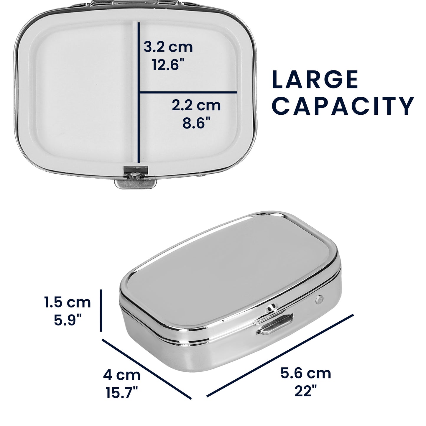 kwmobile Pill Box with 2 Compartments - Small Pill Case - Portable Medicine Box