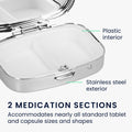 kwmobile Pill Box with 2 Compartments - Small Pill Case - Portable Medicine Box