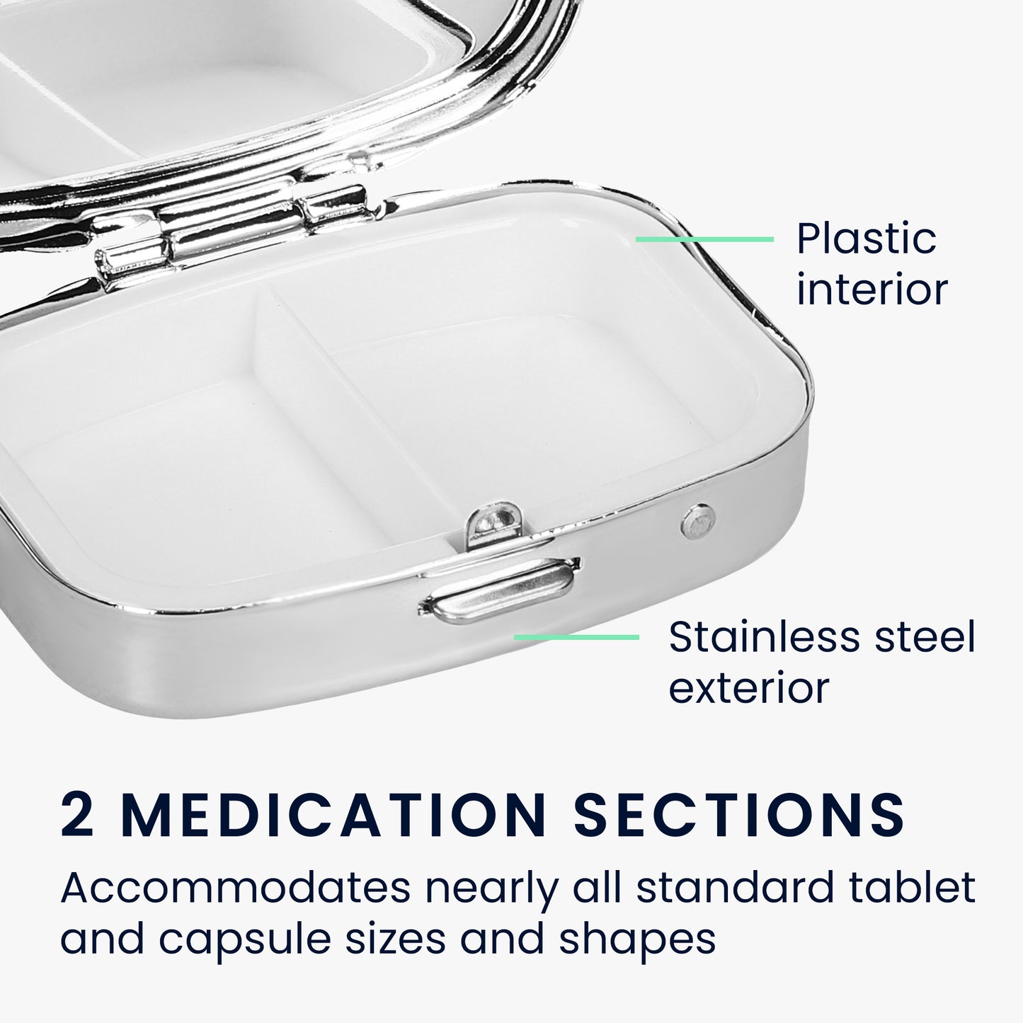 kwmobile Pill Box with 2 Compartments - Small Pill Case - Portable Medicine Box