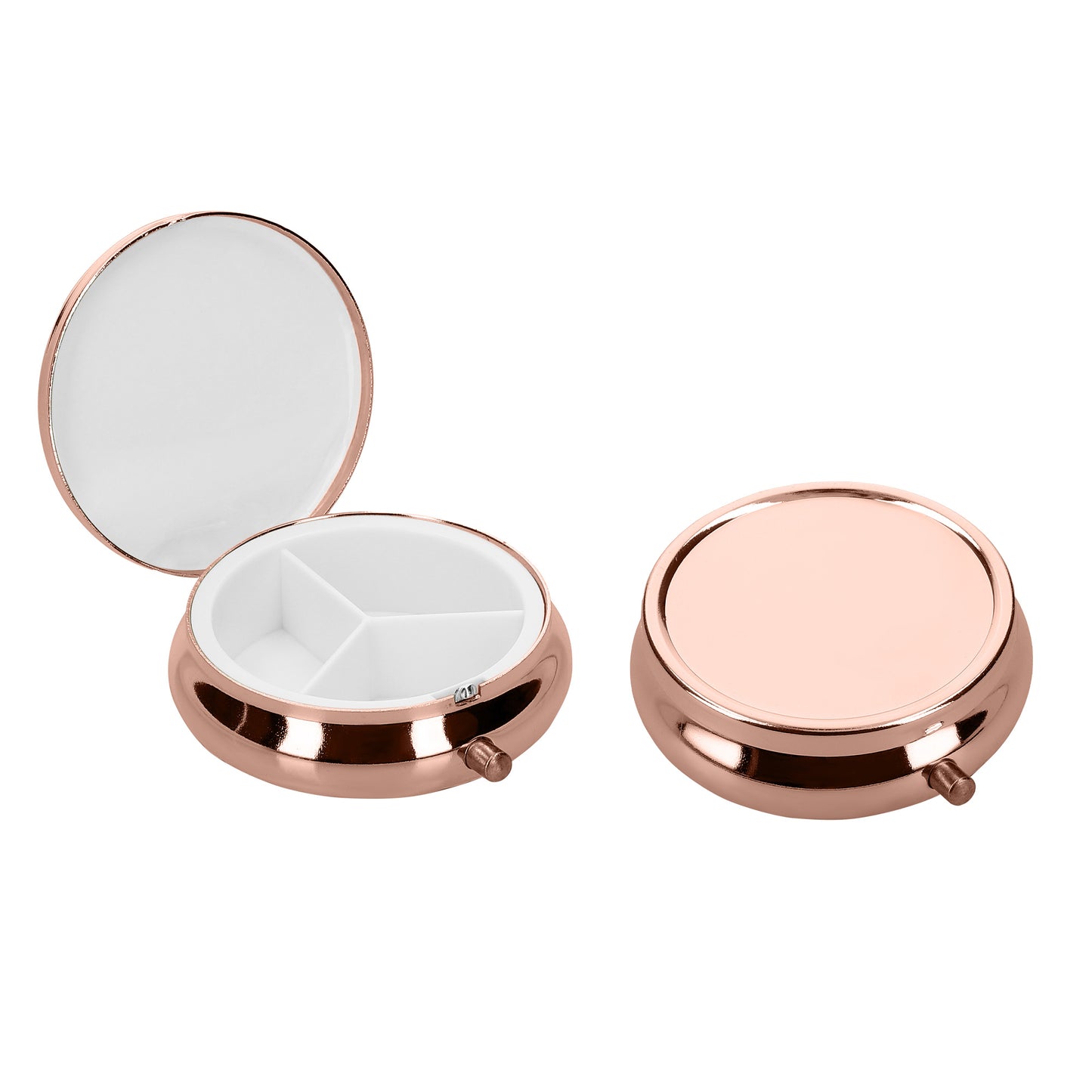 kwmobile Pill Box with 3 Compartments - 5.2 x 1.7cm - Round Tablet Box - Container