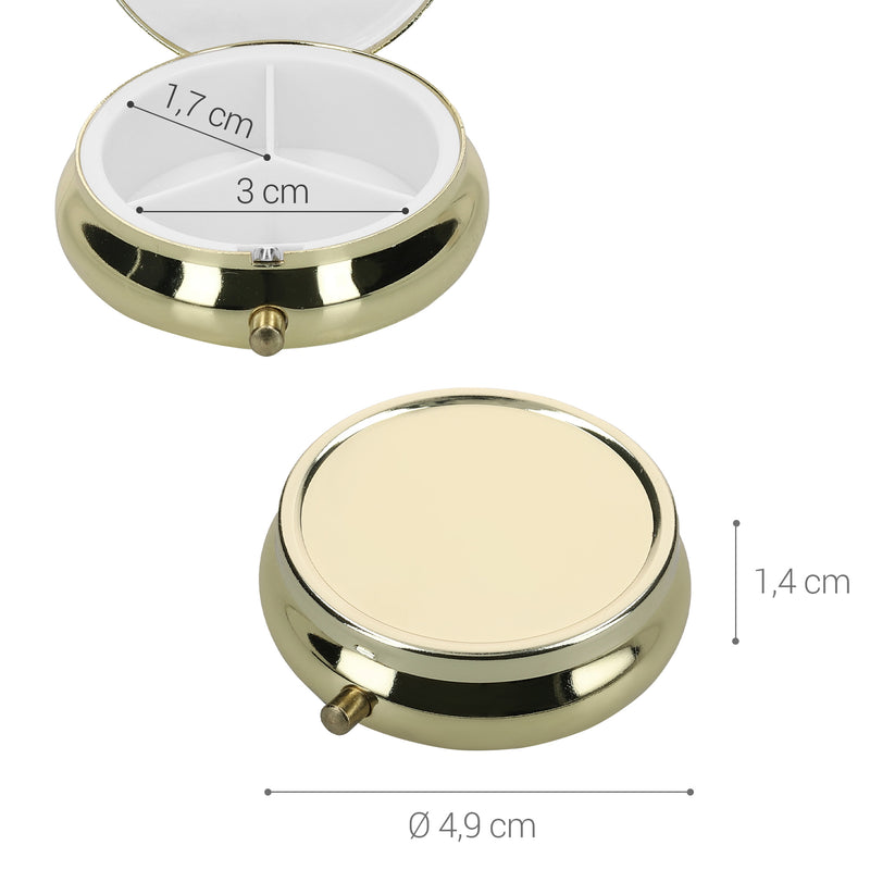 kwmobile Pill Box with 3 Compartments - 5.2 x 1.7cm - Round Tablet Box - Container