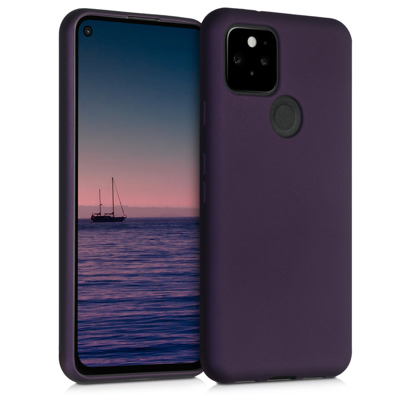 kwmobile Case kompatibel mit Google Pixel 5 Hülle - Schutzhülle aus Silikon metallisch schimmernd - Handyhülle Metallic Brombeere Metallic Brombeere  
