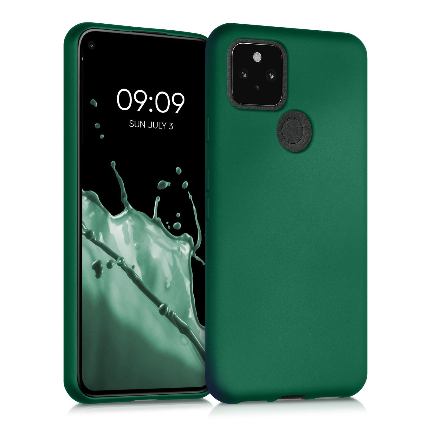 kwmobile Case kompatibel mit Google Pixel 5 Hülle - Schutzhülle aus Silikon metallisch schimmernd - Handyhülle Metallic Dunkelgrün Metallic Dunkelgrün  