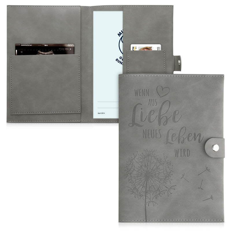 kwmobile Faux Leather Maternity Pass Cover in Nubuck Look - Cover for German Maternity Pass with Extra Pockets