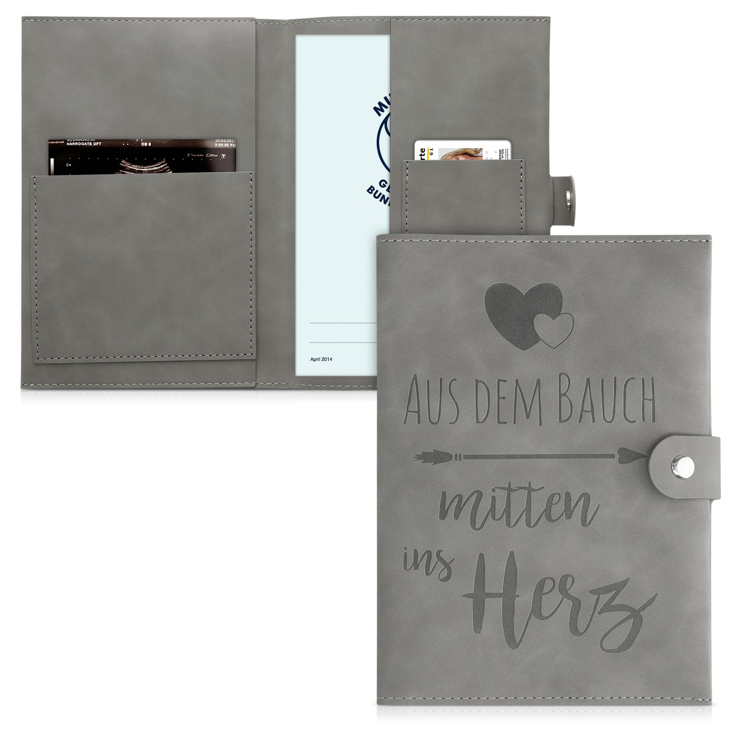 kwmobile Faux Leather Maternity Pass Cover in Nubuck Look - Cover for German Maternity Pass with Extra Pockets