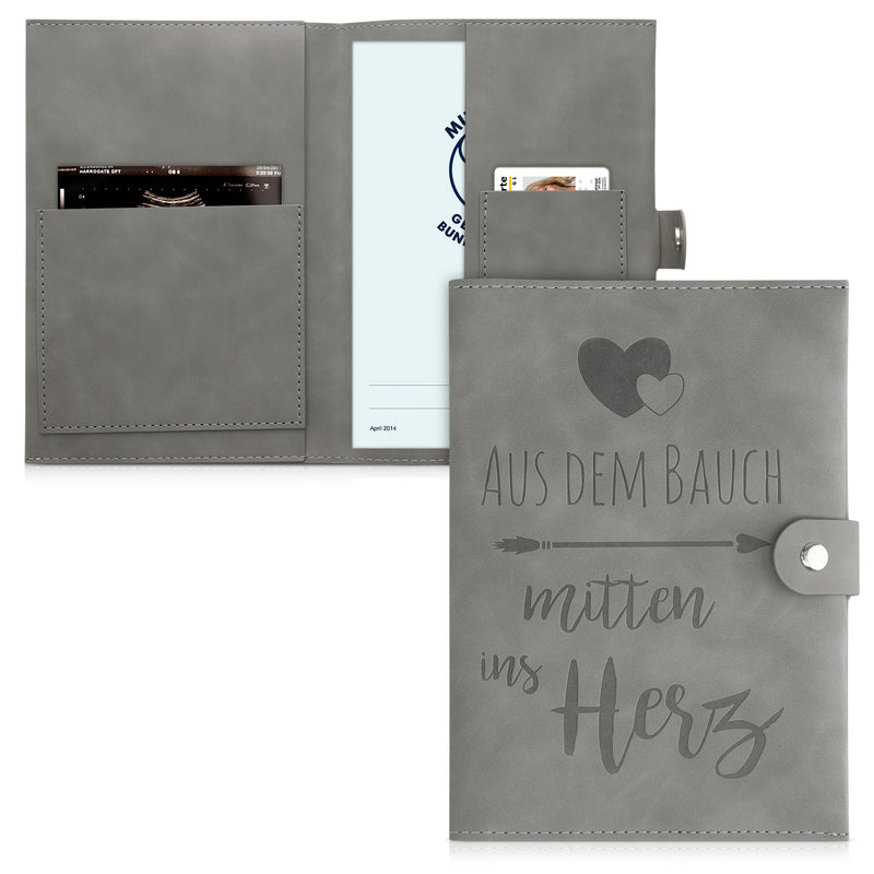 kwmobile Faux Leather Maternity Pass Cover in Nubuck Look - Cover for German Maternity Pass with Extra Pockets