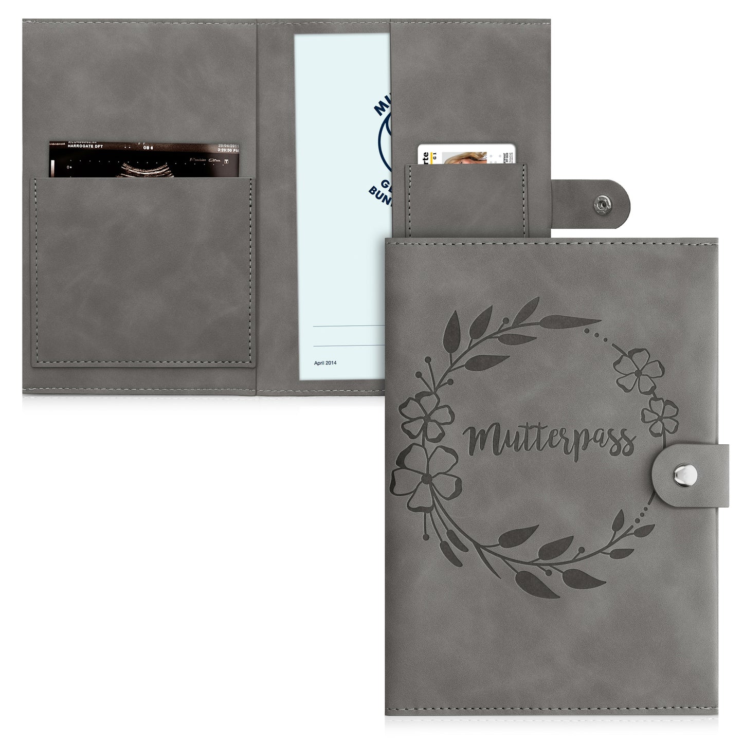 kwmobile Faux Leather Maternity Pass Cover in Nubuck Look - Cover for German Maternity Pass with Extra Pockets