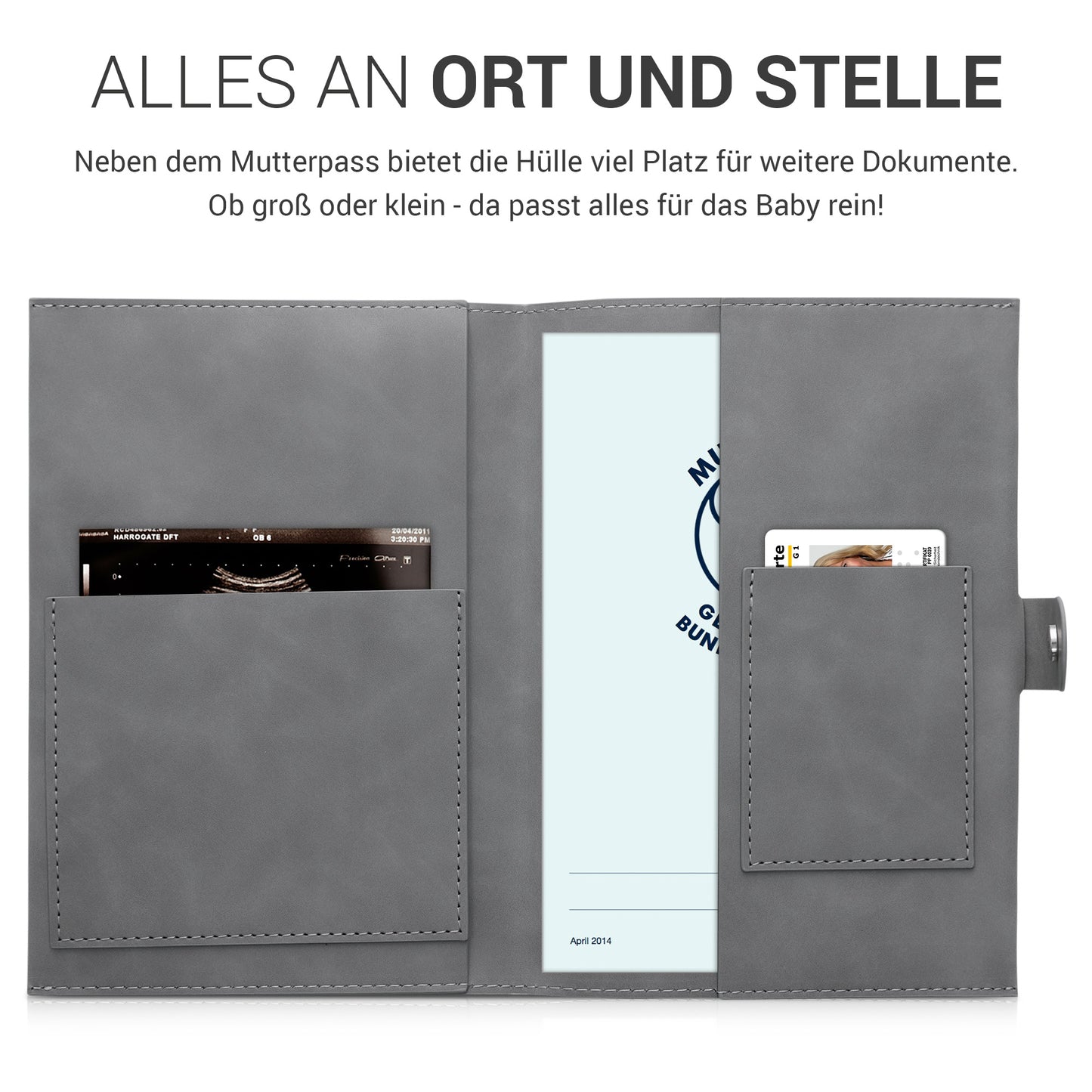 kwmobile Faux Leather Maternity Pass Cover in Nubuck Look - Cover for German Maternity Pass with Extra Pockets