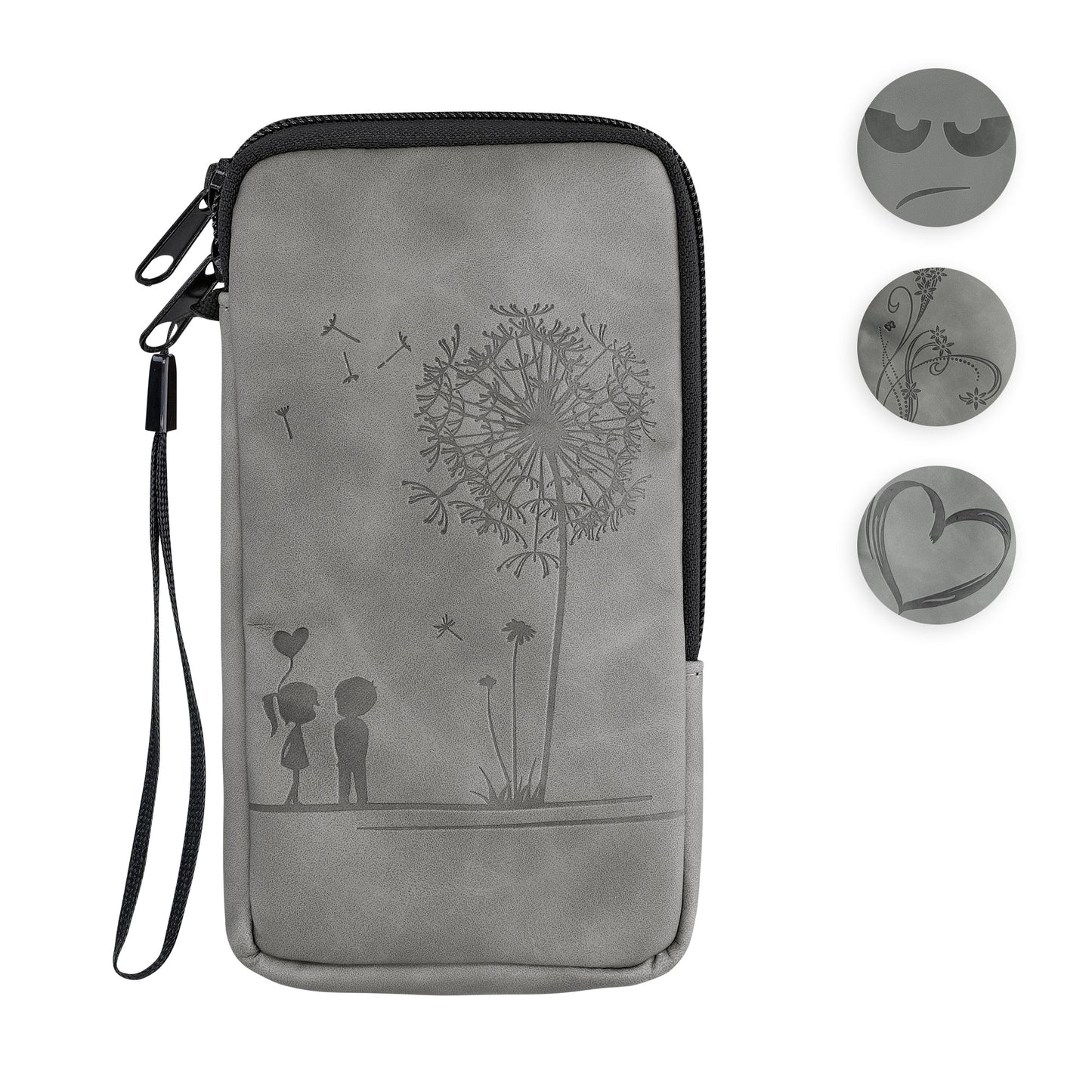 kwmobile Handytasche für Smartphones L - 6,5" - Kunstleder Handy Tasche Don't touch my Phone Grau - 16,5 x 8,9 cm Innenmaße Grau L [dsg04]
