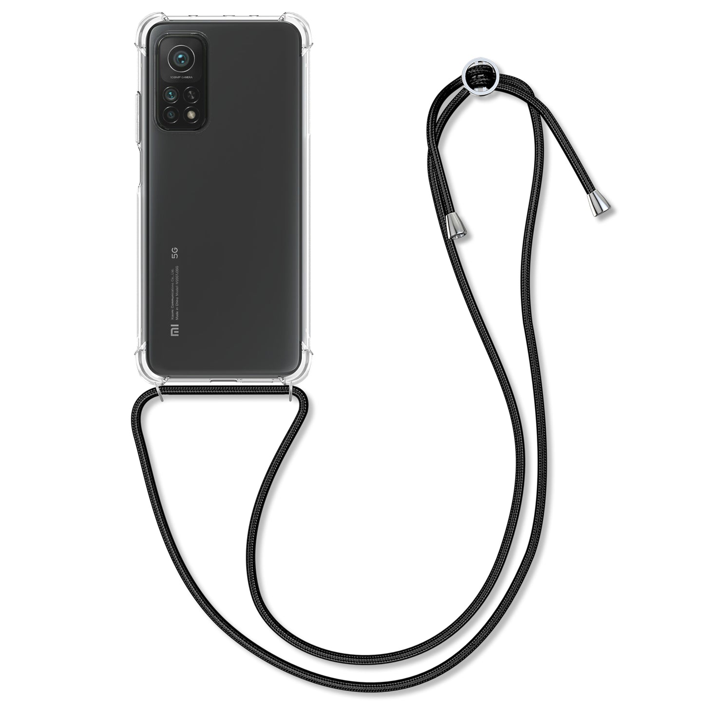 kwmobile Necklace Case kompatibel mit Xiaomi Mi 10T / Mi 10T Pro Hülle - Silikon Cover mit Handykette - Band Handyhülle Schwarz Transparent Schwarz  