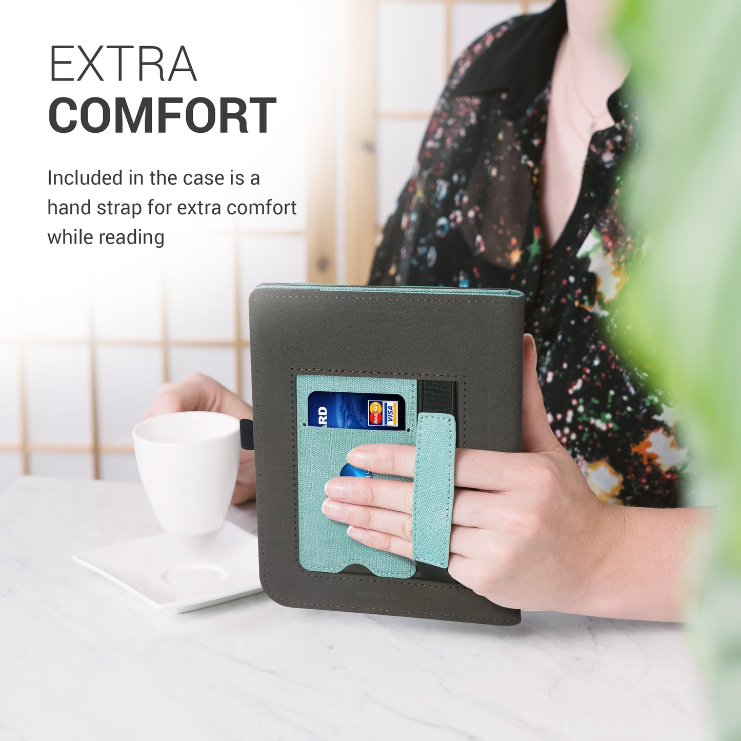 kwmobile Case Compatible with Pocketbook InkPad 3 / 3 Pro / Color / Vivlio InkPad 3 Case - Flip Case with Hand Strap - Faux Leather Cover