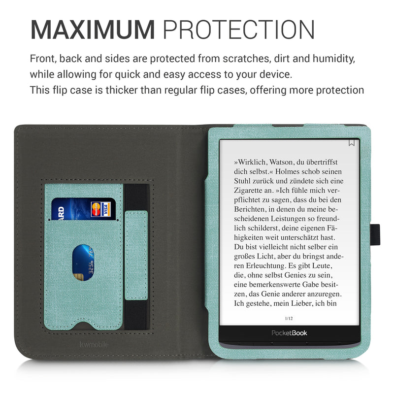 kwmobile Case Compatible with Pocketbook InkPad 3 / 3 Pro / Color / Vivlio InkPad 3 Case - Flip Case with Hand Strap - Faux Leather Cover