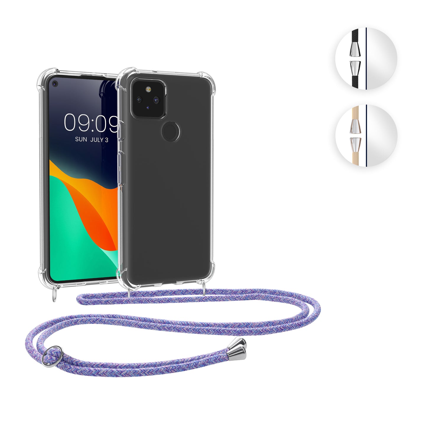 kwmobile Necklace Case kompatibel mit Google Pixel 5 Hülle - Silikon Cover mit Handykette - Band Handyhülle Transparent Transparent  