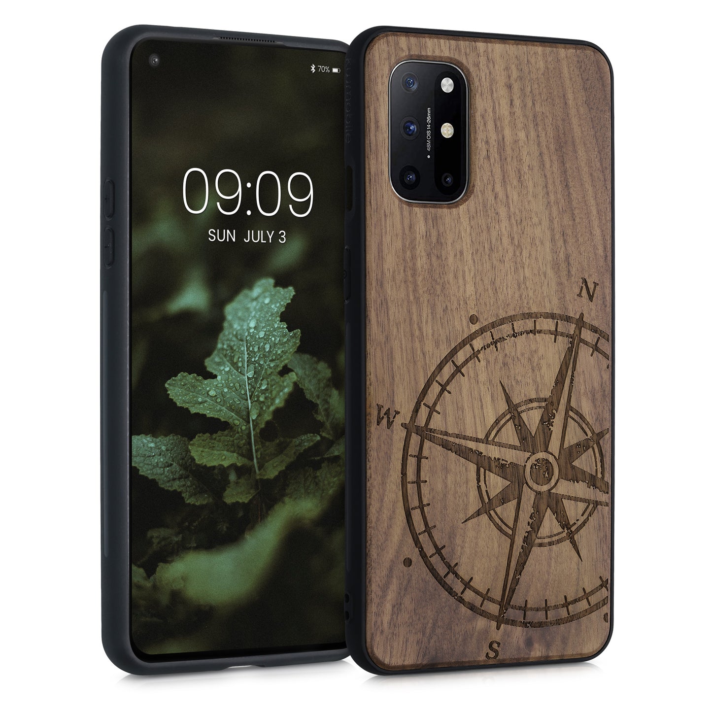 kwmobile Case Compatible with OnePlus 8T Phone Cover TPU Cell Phone Case Compass Vintage