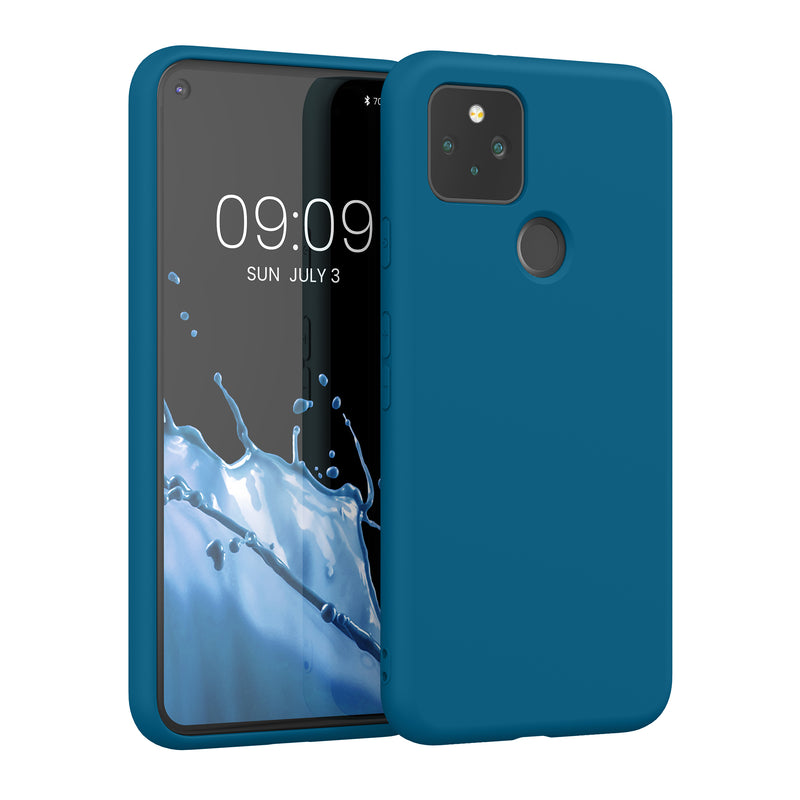 kwmobile Case Compatible with Google Pixel 5 - Rubberized Silicone Phone Case - Protective Cover for Wireless Charging - Case