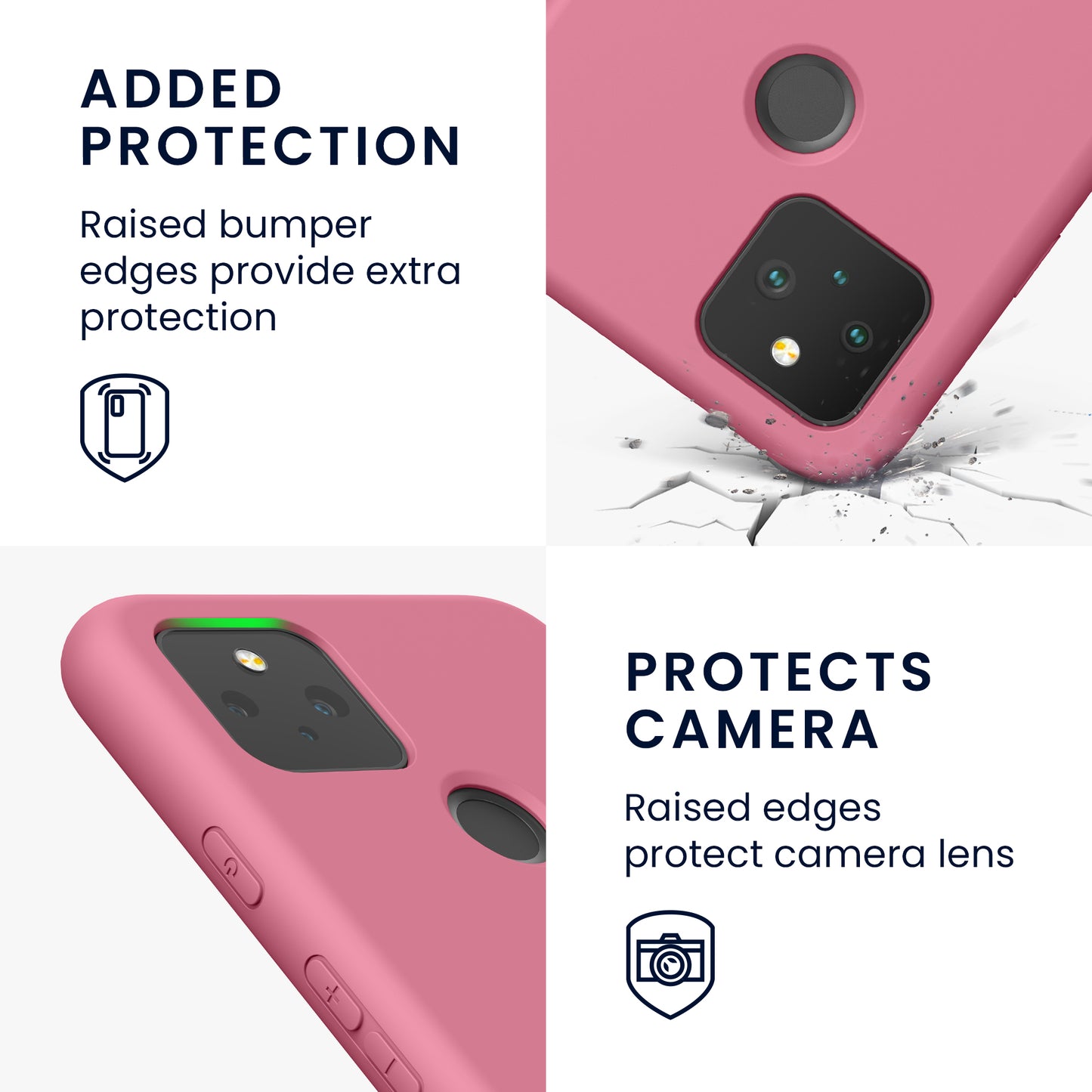 kwmobile Case Compatible with Google Pixel 5 - Rubberized Silicone Phone Case - Protective Cover for Wireless Charging - Case