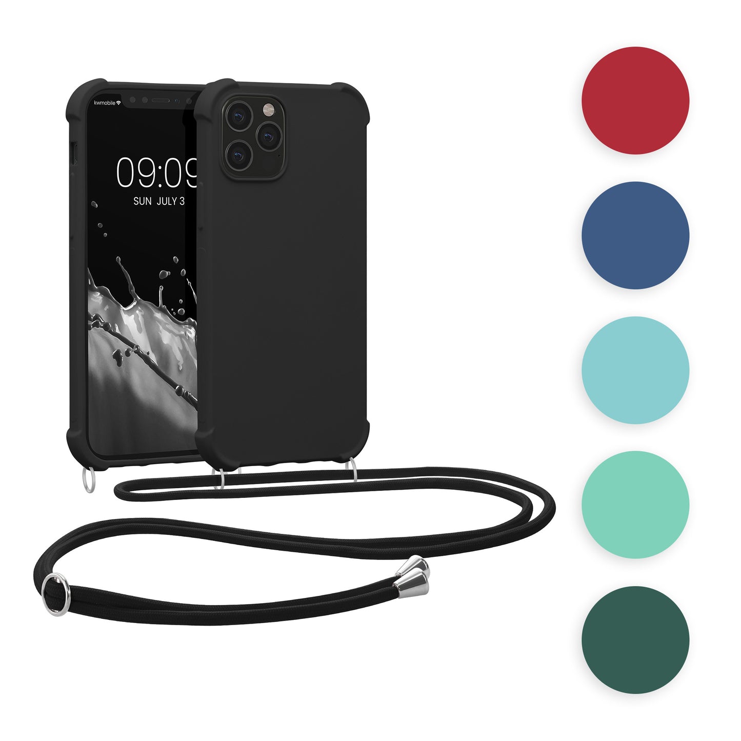 kwmobile Necklace Case kompatibel mit Apple iPhone 12 / iPhone 12 Pro Hülle - Cover mit Kordel zum Umhängen - Silikon Schutzhülle Fruity Orange Fruity Orange  