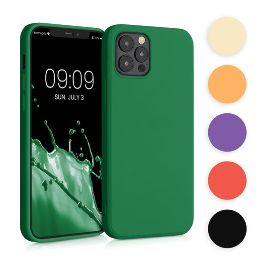kwmobile Hülle kompatibel mit Apple iPhone 12 / iPhone 12 Pro Hülle - gummierte TPU Silikon Handyhülle - Schutzhülle für kabelloses Laden - Case in Petrol matt Petrol matt  
