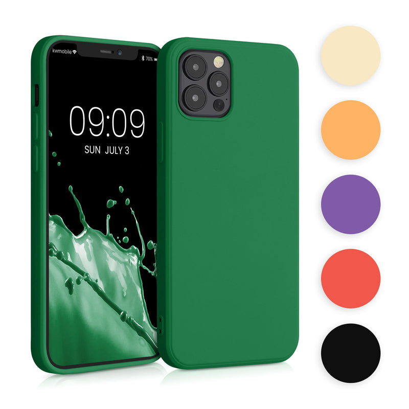 kwmobile Hülle kompatibel mit Apple iPhone 12 / iPhone 12 Pro Hülle - gummierte TPU Silikon Handyhülle - Schutzhülle für kabelloses Laden - Case in Petrol matt Petrol matt  