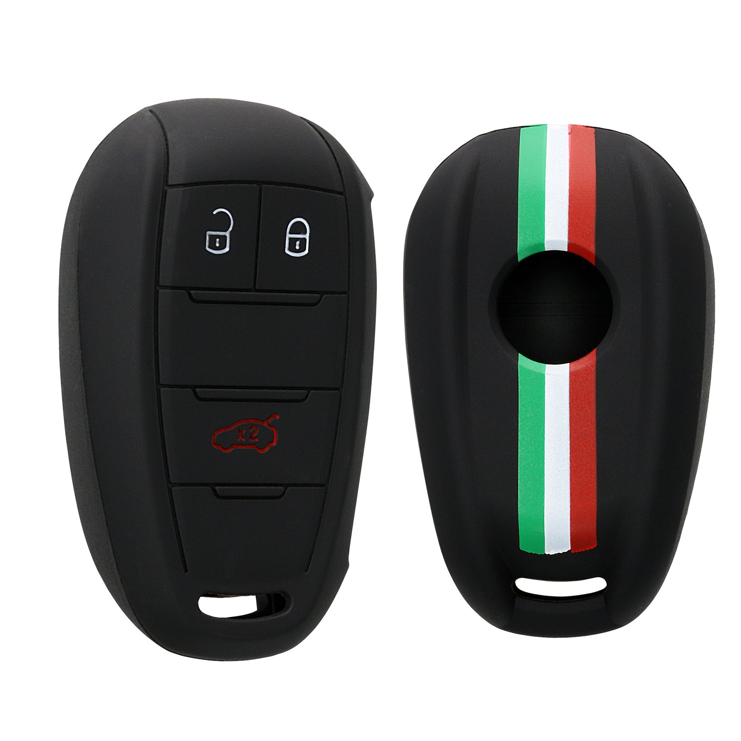 kwmobile Car Key Cover compatible with Alfa Romeo 3-Button Smart Key - Key Fob Cover Italy Stripes Black